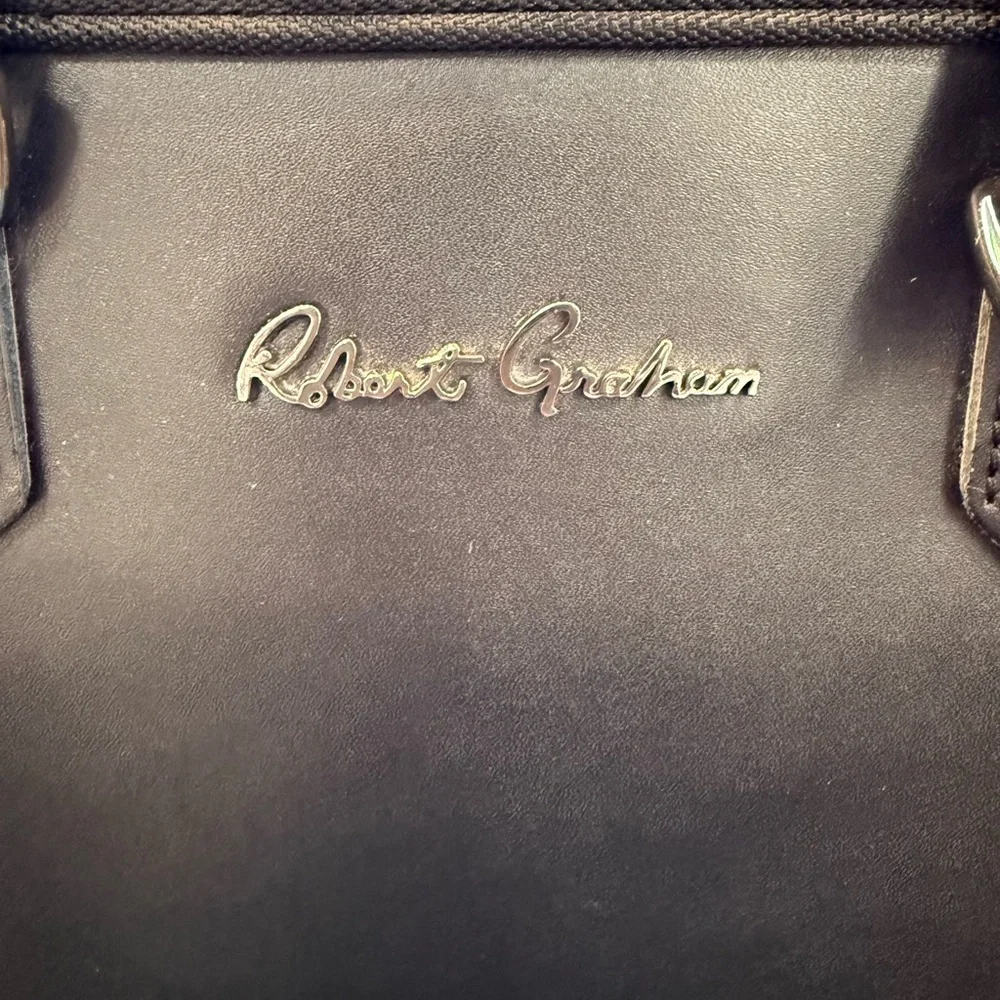 Robert Graham Leather Laptop Briefcase Black RG Lined Bag 15” EUC
